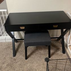 Black Desk With Stool 