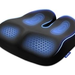 ZIKEE Ergonomic Seat Cushion with Thigh Slope for Long Sitting, Memory Foam Office Chair Cushion for Car, Home, Plane, U-Shaped Design Relieves Hip, T