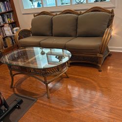 Rattan 3 Seater With Cushions