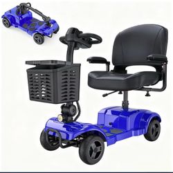 ENGWE Folding 4 Wheel Mobility Scooter,15 Mile Long Range, 250W Electric Powered Mobile Wheelchair for Seniors Adult with Detachable Basket, Front Lig