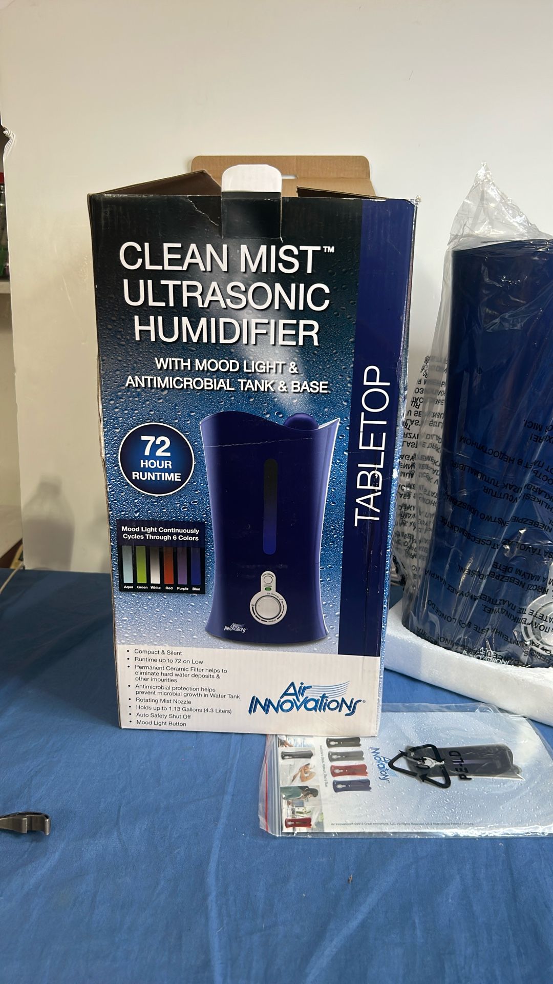 Air Innovations Ultrasonic Cool Mist Aromatherapy Humidifier, Blue