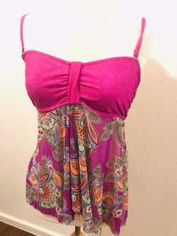 Purple, Mauve Paisley Bikini, Bathing Suit Top by Croft & Barrow Size 12, L