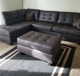 Espresso brown sectional sofa with ottoman new 104x75