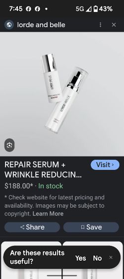 Flash Sale Today Only !!!!!Lorde And Belle Repair Serum Brand New MSRP 188.00