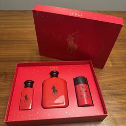 Polo Red by Ralph Lauren 3pc Set for Men (4.2oz+1.0oz EDT SPR+2.6oz Deodorant). 