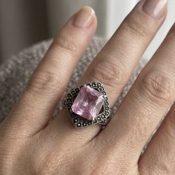 Sterling Silver Pink Ice Ring Sz 7 
