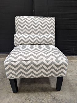 Chevron Pattern Upholstered Accent Chair with Bolster Pillow
