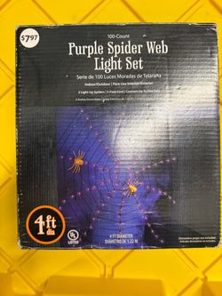 100-Count Purple Spider Web Light Set - 4 ft