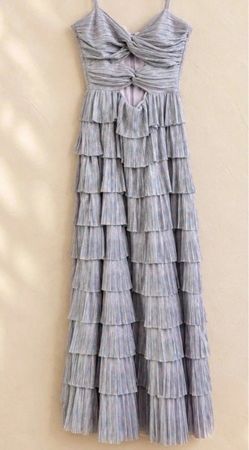 Gianni Bini Grace Rainbow Metallic Tiered Maxi Dress 4 NWT Cutout Formal