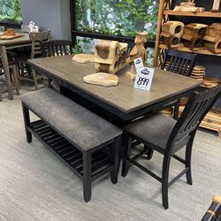 Grey Wood Dining Set For 6 - Ashley