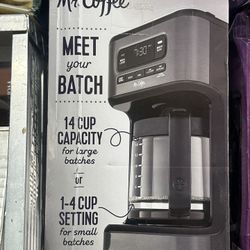 Mr. Coffee 14 Cup Programmable Coffeemaker with Reusable Nylon Filter and Advanced Water Filtration