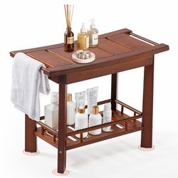 ***BRAND NEW IN BOX 21" Teak Wood Shower Bench – Luxury Spa-Style Comfort