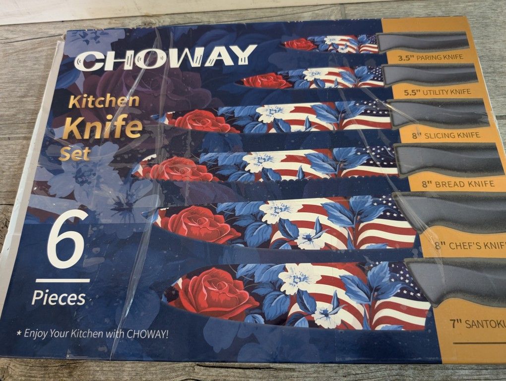 Choway Patriotic 6-piece Knife Set - American Flag !New!