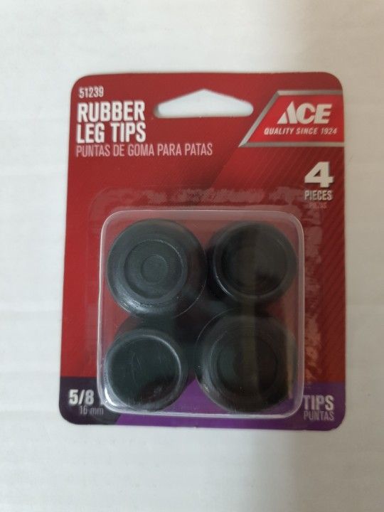 ACE Rubber Leg Tips, Package Of ( 4 ), 5/8 Inch , (16mm), Non-skid, Recommended for indoor use only, New Sealed Package .. Condition is "New". Same Da