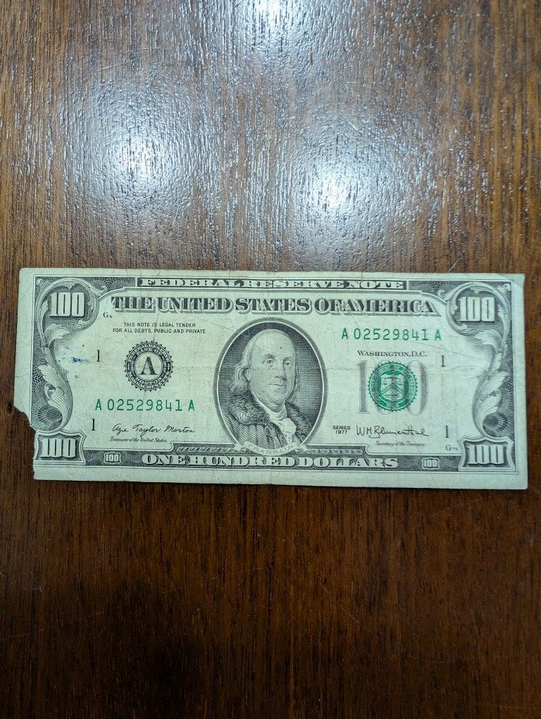 100 Dollar Bill Circulated Series 1977
