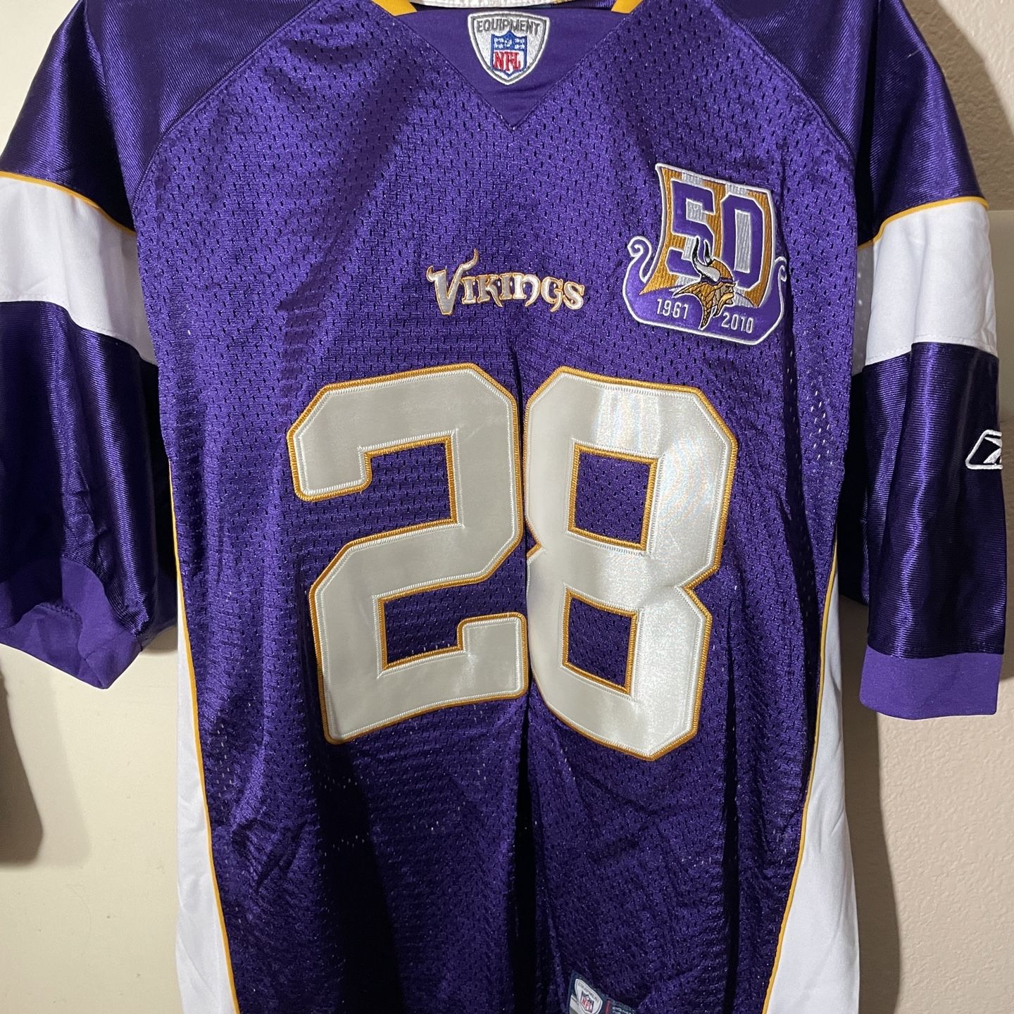 Adrian Peterson #28 Minnesota Vikings Signed Nike Football Jersey On Field  Sz 52