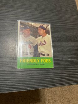 Vintage 1963 Topps Gil Hodges (& Duke Snider) Baseball Card HOF Los Angeles Dodgers, Mets Legend HBV $85