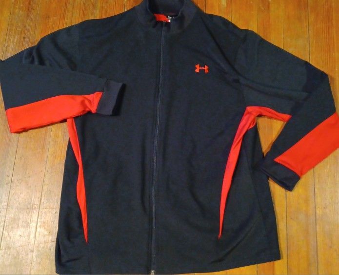 Men's Size Large Under Armour Black And Red Track Jacket Black Red