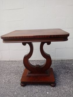 1860's Empire Period Lyre Flame Mahogany Table