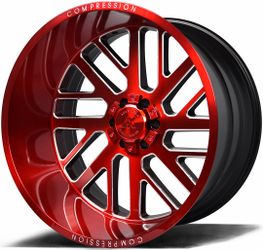 (SET OF 4) 22X12 AXE COMPRESSION FORGED AX2.2 CANDY RED MILLED 6x139 6x135 -44