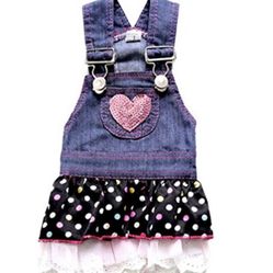 NEW***Dog Dress / Denim / for Small Dogs, Puppies, Cats,  Pleated Tiered Skirt Jumper With Pocket / Large