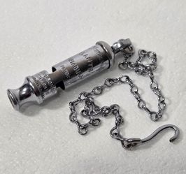 Vintage Metal Police constabulary Whistle with Chain