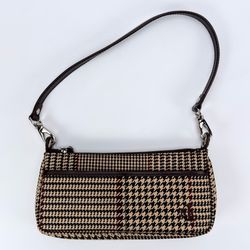 Lauren Ralph Lauren Vintage Women's Pochette Mini Bag Canvas Houndstooth Patern