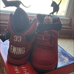Patrick Ewing 33 Hi Red Suede Sneakers - Men's Size 11 - Like New w/ Original Box