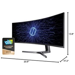 SAMSUNG 49” Odyssey CRG Series Dual QHD (5120x1440) Curved Gaming Monitor, 120Hz, QLED, HDR, Height Adjustable Stand, Radeon FreeSync