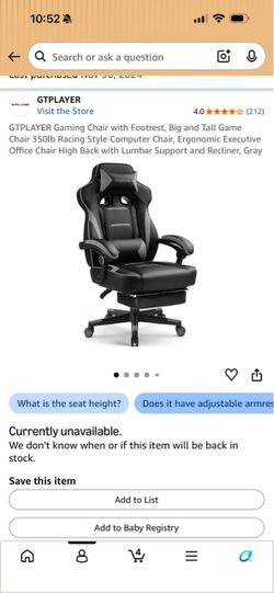 GTPLAYER Gaming Chair with Footrest, Big and Tall Game Chair 350lb Racing Style Computer Chair, Ergonomic Executive Office Chair High Back with Lumbar