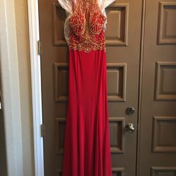 Brand new red and gold tight fitted prom dress (XS)