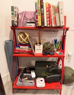 RED THREE TIER BOOK SHELF
