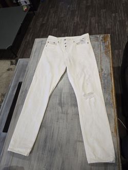 Levis 501 Button Fly White Denim Jeans Sz W27 X L28