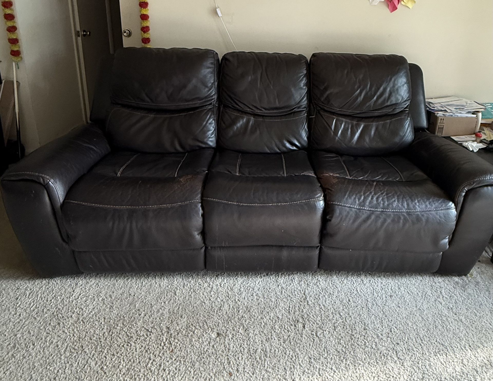 Leather Power Reclining Sofa with Power Headrests