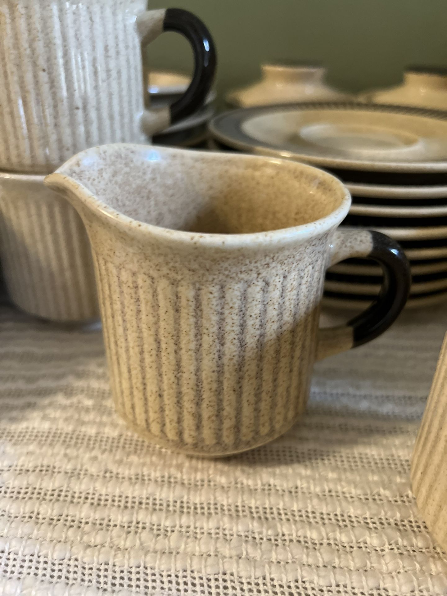 1960s Dinnerware Made in Japan. Sandalwood Stoneware Set for Sale