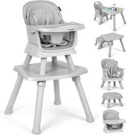 8 in 1 Baby High Chair for Babies & Toddlers Table and Chair Set Building Block Table Highchair with Safety Harness, Removable Tray（Wavy）