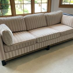 Pristine Hollywood Regency Blush Mohair Velvet Sofa Vintage Asian 