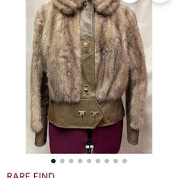 Medium Fur And Leather Jacket/ Blazer. Used Twice, Now Asking $150