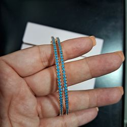 Turquoise Crystal Hoop Earrings