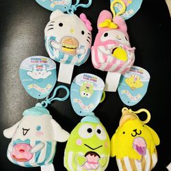 NEW with tags Set of 5 Squishmallows Hello Kitty Sanrio Food Truck Squad 3.5"