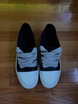 Rick Owen’s black temple jumbo lace lows / size:M