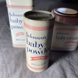 Vintage Johnson & Johnson Baby Powder And Baby Cream 60’s Partially Full.