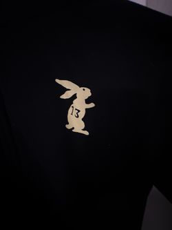 Black Zip-Up Hoodie with Rabbit Graphic