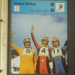 1979 Sportscaster Russi Collombin Messner Alpine Skiing Winter Olympics 1972 Sapporo Japan Photo Large Over-sized Card HTF Collectible Vintage Italy