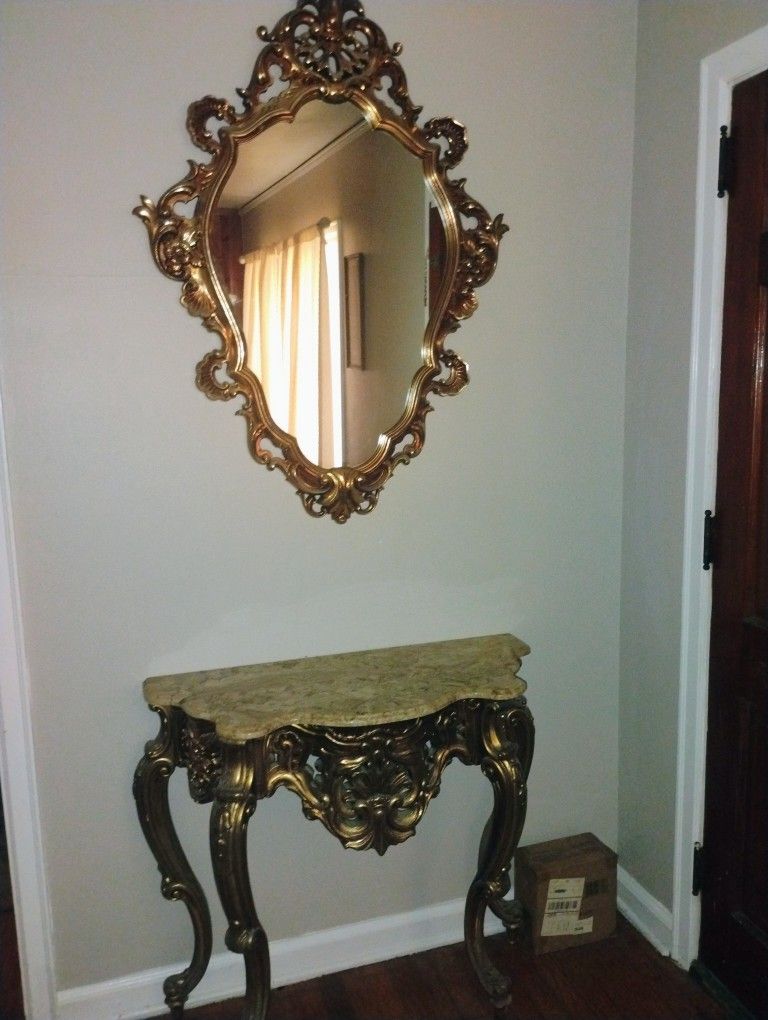 Gold Console Table With Mirror