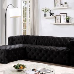 Brand New Black Tufted Sectional 
