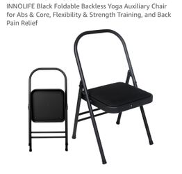 1p INNOLIFE Black Foldable Backless Yoga Auxiliary Chair for Abs & Core, Flexibility & Strength Training, and Back Pain Relief