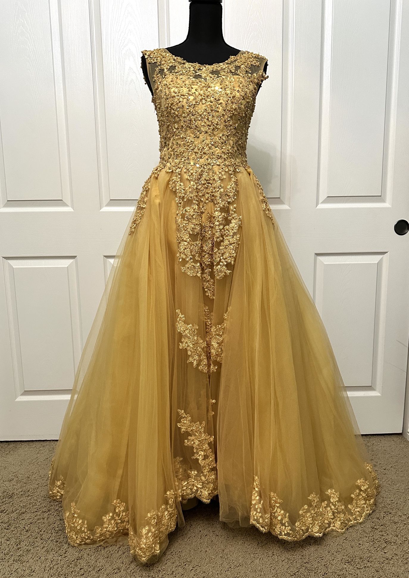 Beautiful Gold Ballgown Dress With Overskirt 