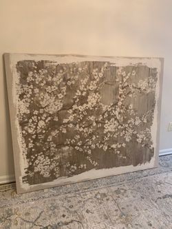 Orange blossom canvas on wood frame