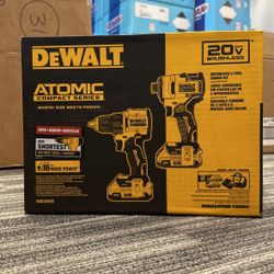Dewalt New Kit Drill And Impact ATOMIC brushless , Batteries And Charger 